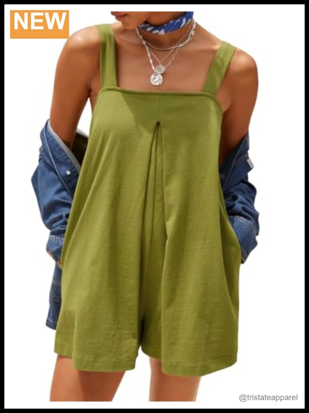Women's Summer Mini Romper Sleeveless Square Neck Loose Beach Vacation Jumpsuit
